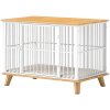 PawHut klec pro psa, uzamykatelná bouda pro psa s polštářem, box pro psa s dvířky, bouda pro středně velké psy do 15 kg, dub, 86 x 60 x 70 cm | Aosom