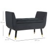 HOMCOM Luxusní sedací lavice Čalouněná lavice s úložným prostorem Područky Truhlicová lavice Sametový polyester kaučukovník Tmavě šedá 107 x 42 x 65 cm | Aosom