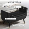 HOMCOM Luxusní sedací lavice Čalouněná lavice s úložným prostorem Područky Truhlicová lavice Sametový polyester kaučukovník Tmavě šedá 107 x 42 x 65 cm | Aosom