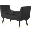 HOMCOM Luxusní sedací lavice Čalouněná lavice s úložným prostorem Područky Truhlicová lavice Sametový polyester kaučukovník Tmavě šedá 107 x 42 x 65 cm | Aosom