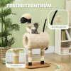 Škrabadlo PawHut 98 cm, strom pro kočky se škrabadlem, tunelem, míčkem na hraní, škrabadlo pro kočky v designu ovce, pro kočky do 5 kg, světle hnědé | Aosom