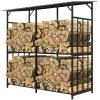 Venkovní regál na palivové dřevo Outsunny, přístřešek na dřevo 1,17 m³ s krytem, nosnost 100 kg, ocel, 186 x 75 x 185 cm, černý