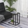 HOMCOM Odkládací stolek, konferenční stolek s mramorovým vzhledem, konferenční stolek s kovovým rámem, do obývacího pokoje, ložnice, 45 x 30 x 51,5 cm Černý