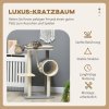 PawHut škrabadlo 104 cm kočičí strom s jeskyní pro kočky, škrabadlo pro kočky s míčkem na hraní, kočičí strom se 2 plochami na ležení, šplhací strom pro kočky do 5 kg, kočičí nábytek, sisal, šedý