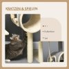 PawHut škrabadlo 104 cm kočičí strom s jeskyní pro kočky, škrabadlo pro kočky s míčkem na hraní, kočičí strom se 2 plochami na ležení, šplhací strom pro kočky do 5 kg, kočičí nábytek, sisal, šedý