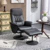 HOMCOM Relaxsessel mit Hocker, Fernsehsessel, TV Sessel mit Liegefunktion, Drehbarer Polstersessel für Wohnzimmer, Schlafzimmer, Kunstleder, Schwarz