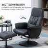 HOMCOM Relaxsessel mit Hocker, Fernsehsessel, TV Sessel mit Liegefunktion, Drehbarer Polstersessel für Wohnzimmer, Schlafzimmer, Kunstleder, Schwarz
