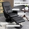 HOMCOM Relaxsessel mit Hocker, Fernsehsessel, TV Sessel mit Liegefunktion, Drehbarer Polstersessel für Wohnzimmer, Schlafzimmer, Kunstleder, Schwarz