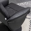 HOMCOM Relaxsessel mit Hocker, Fernsehsessel, TV Sessel mit Liegefunktion, Drehbarer Polstersessel für Wohnzimmer, Schlafzimmer, Kunstleder, Schwarz