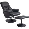 HOMCOM Relaxsessel mit Hocker, Fernsehsessel, TV Sessel mit Liegefunktion, Drehbarer Polstersessel für Wohnzimmer, Schlafzimmer, Kunstleder, Schwarz