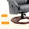 HOMCOM polohovací masážní křeslo s taburetem TV křeslo s funkcí polohování otočné o 360° s boční kapsou imitace kůže 73 x 83 x 106cm tmavě šedé barvy