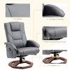 HOMCOM polohovací masážní křeslo s taburetem TV křeslo s funkcí polohování otočné o 360° s boční kapsou imitace kůže 73 x 83 x 106cm tmavě šedé barvy