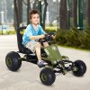 HOMCOM Dětské šlapací auto Go Kart s ruční brzdou od 3 let, zelené provedení 99x65x56cm pro venkovní zábavu |