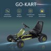 HOMCOM Dětské šlapací auto Go Kart s ruční brzdou od 3 let, zelené provedení 99x65x56cm pro venkovní zábavu |