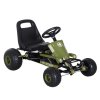 HOMCOM Dětské šlapací auto Go Kart s ruční brzdou od 3 let, zelené provedení 99x65x56cm pro venkovní zábavu |