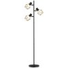 HOMCOM Stojací lampa, stojací lampa se 3 paticemi E27, 40 W stojací lampa se 3 nastavitelnými plameny, do obývacího pokoje, výška 169 cm, kov, bez žárovky, černá barva
