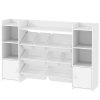 AIYAPLAY Dětský regál na hračky s 8 vyjímatelnými boxy, 4 otevřené přihrádky, 2 přihrádky ve skříňce, dětský regál do dětského pokoje, mateřské školy, 140 x 30 x 90 cm, bílý