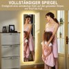 HOMCOM Celoplošné zrcadlo, 150 x 40 cm, stojací zrcadlo s LED osvětlením, 3 barvy světla, nástěnné zrcadlo se stojanem, dotykový spínač, do ložnice, obývacího pokoje, průhledné