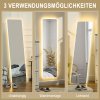 HOMCOM Celoplošné zrcadlo, 150 x 40 cm, stojací zrcadlo s LED osvětlením, 3 barvy světla, nástěnné zrcadlo se stojanem, dotykový spínač, do ložnice, obývacího pokoje, průhledné