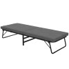 HOMCOM Skládací postel 70 x 190 cm, skládací postel pro hosty, 7cm pěnová matrace, polohovatelné čelo, cestovní postel s kolečky, vzhled lnu, kovový rám, do kanceláře, pokoje pro hosty, tmavě šedá barva