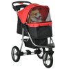 PawHut Kočárek pro psy Dog Buggy Cat Buggy Pet Stroller skládací se 3 koly pro psy a kočky Oxford Red Black 109,5 x 54,5 x 106,5 cm |