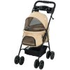 PawHut kočárek pro psy kočárek pro psy skládací funkční kočárek pro malé psy kočky kočárek pro domácí mazlíčky Oxford Khaki 67x45x96cm |