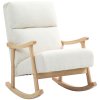 HOMCOM houpací křeslo, ergonomické houpací křeslo, křeslo, pečovatelské křeslo se sametovým vzhledem, houpací křeslo do 120 kg, do ložnice, obývacího pokoje, krémově bílé