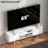HOMCOM TV skříňka, TV stolek pro televizory do 65 palců, nízká deska se 2 skříňkami a 2 policemi, TV skříňka do obývacího pokoje, 150 x 39 x 50 cm Bílá