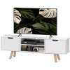 HOMCOM TV skříňka, TV stolek pro televizory do 65 palců, nízká deska se 2 skříňkami a 2 policemi, TV skříňka do obývacího pokoje, 150 x 39 x 50 cm Bílá