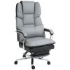 Kancelářská židle HOMCOM s houpací funkcí, nosnost 180 kg, ergonomická, 160° sklopný opěrák, koženka, 63Š x 71D x 123-129V cm, světle šedá| Aosom