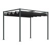 Outsunny pergola altán zastřešení terasy s posuvnou střechou 298x213x221cm polyester černá šedá pro zahradu a terasu |