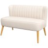 HOMCOM 2místná pohovka loveseat se vzhledem lnu a dřevěnými nohami, nosnost do 150 kg, krémově bílá 117 x 56,5 x 77 cm do obývacího pokoje | Aosom.de