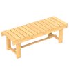 Zahradní lavice Outsunny, 2místná, masivní dřevo, 110 x 38 x 35 cm, voděodolná, odolná, stabilní, na balkon, zahradu, terasu, přírodní barva | Aosom