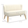 HOMCOM 2místná pohovka dvoumístná, loveseat se vzhledem lnu, dvoumístná pohovka s dřevěnými nohami, nosnost do 150 kg, krémově bílá, 117 x 56,5 x 77 cm | Aosom