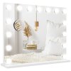 HOMCOM Hollywoodské zrcadlo s osvětlením 58x48cm 15 LED 3 světelné režimy 10x zvětšení přenosný dotykový spínač USB nabíjecí port bílý |