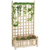 Outsunny truhlík s mříží Truhlík na květiny pro popínavé rostliny ze dřeva 64x28x120cm, ideální pro zahradu a terasu |