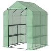 Outsunny polytunelový skleník Walk-in skleník s 8 policemi pro rajčata, ocel a PE plast, zelený, s dvířky pro optimální péči o rostliny | Aosom.de