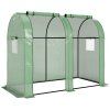 Fóliový skleník Outsunny 2 rolovací dveře odolné proti větru s bočním oknem UV ochrana pro zahradní domek na rajčata z PE v zelené barvě | Aosom.de