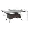 Outsunny jídelní stůl zahradní stůl polyratanový skleněný stůl 150x85x74cm, bezpečnostní sklo hnědočerné, ideální pro zahradu a terasu |