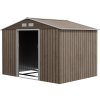Outsunny kůlna na nářadí 4,9 m², zahradní kůlna s jednoplášťovou střechou, posuvné dveře, základy, 277 x 195 x 192 cm, pozinkovaná ocelová kůlna na nářadí, odolná proti povětrnostním vlivům, na zahradu, světle hnědá
