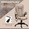Kancelářská židle Vinsetto s vibrační masáží, ergonomická kancelářská židle s vyhříváním a funkcí polohování, výškově nastavitelná manažerská židle s dálkovým ovládáním, boční kapsa, vzhled lnu, hnědá barva