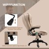 Kancelářská židle Vinsetto s vibrační masáží, ergonomická kancelářská židle s vyhříváním a funkcí polohování, výškově nastavitelná manažerská židle s dálkovým ovládáním, boční kapsa, vzhled lnu, hnědá barva