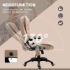 Kancelářská židle Vinsetto s vibrační masáží, ergonomická kancelářská židle s vyhříváním a funkcí polohování, výškově nastavitelná manažerská židle s dálkovým ovládáním, boční kapsa, vzhled lnu, hnědá barva