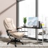 Kancelářská židle Vinsetto s vibrační masáží, ergonomická kancelářská židle s vyhříváním a funkcí polohování, výškově nastavitelná manažerská židle s dálkovým ovládáním, boční kapsa, vzhled lnu, hnědá barva
