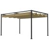 Outsunny pergola 4x3m zahradní pavilon, ocelová střecha na terasu, zahradní pavilon s nastavitelnou střechou, volně stojící, ochrana před sluncem na terasu a zahradu, khaki barva