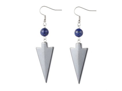 11819 2 nausnice lapis lazuli hrot syntetickeho hematitu