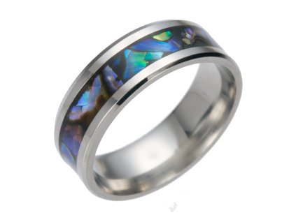 Prsten nerezová ocel 19mm paua mušle
