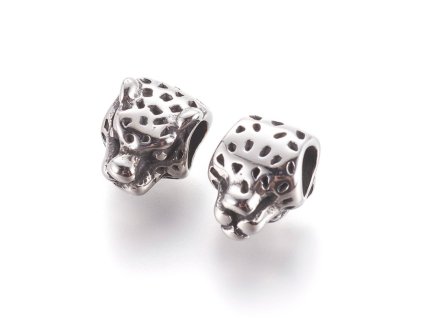 Nerezový korálek s širokým průtahem leopard