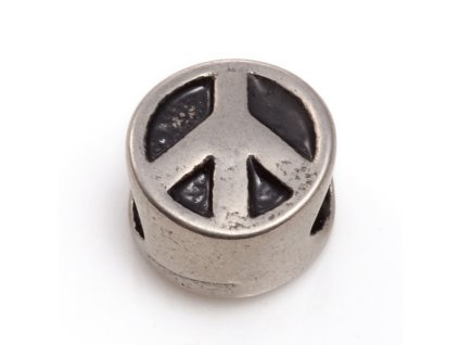 Nerezový korálek s širokým průtahem symbol míru