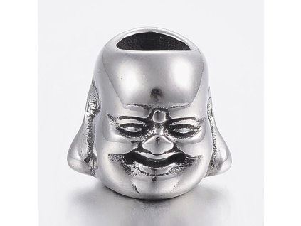 Nerezový korálek s širokým průtahem Buddha